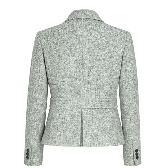 Talbots Women's Tweed Blazer Gray White Silver Metallic Threads Long Sleeve - Picture 2 of 8